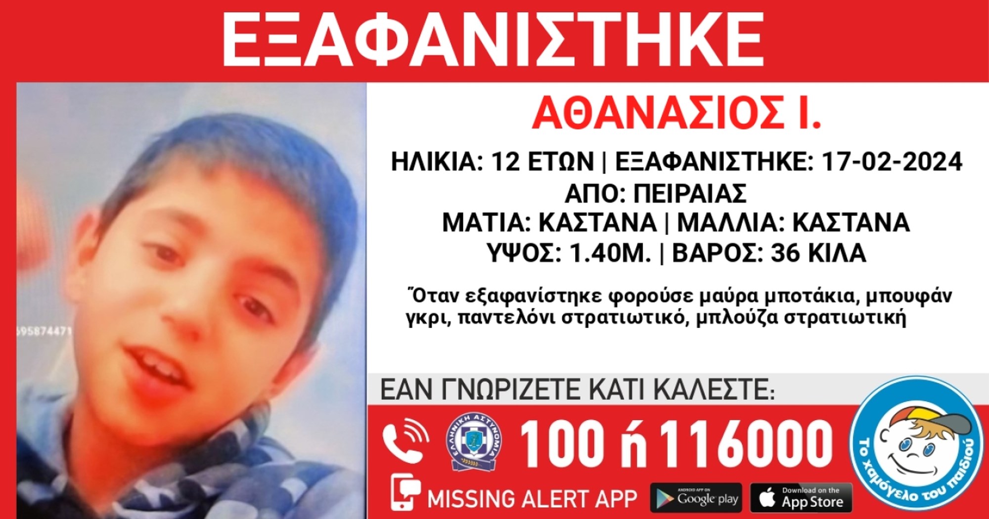 Συναγερμός στον Πειραιά - Εξαφανίστηκε 12χρονο αγόρι