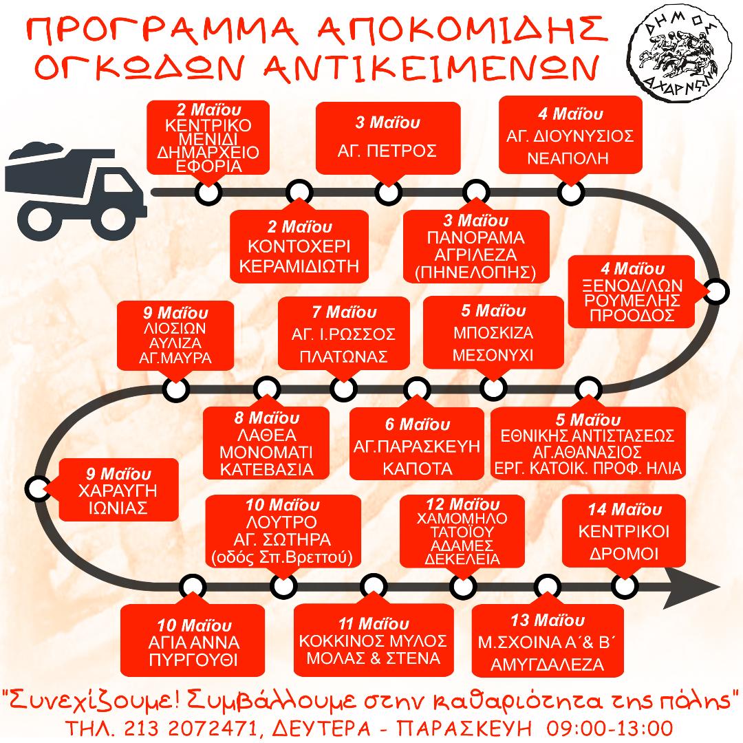 Πρόγραμμα αποκομιδής ογκωδών αντικειμένων του Δήμου Αχαρνών