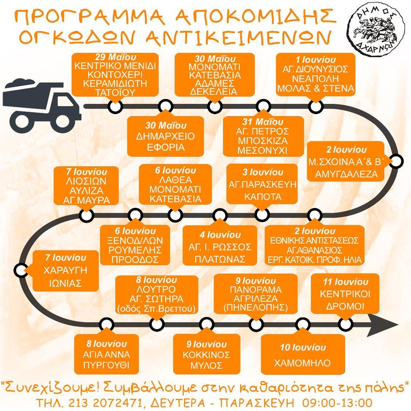 Πρόγραμμα αποκομιδής ογκωδών αντικειμένων του Δήμου Αχαρνών