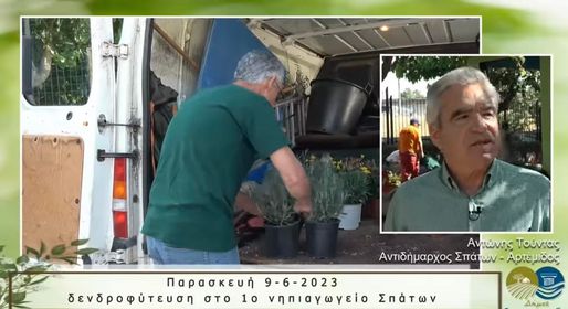 Το 1ο Νηπιαγωγείο Σπάτων ανέλαβε την εξαιρετική πρωτοβουλία να φυτέψει δενδρύλλια και καλλωπιστικά φυτά στον αύλειο χώρο του σχολείου