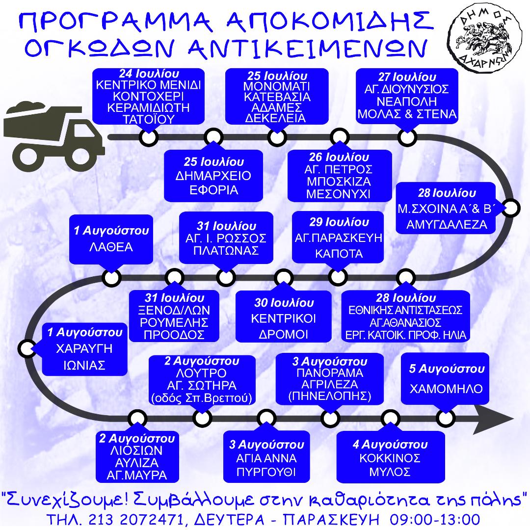 Πρόγραμμα αποκομιδής ογκωδών αντικειμένων του Δήμου Αχαρνών