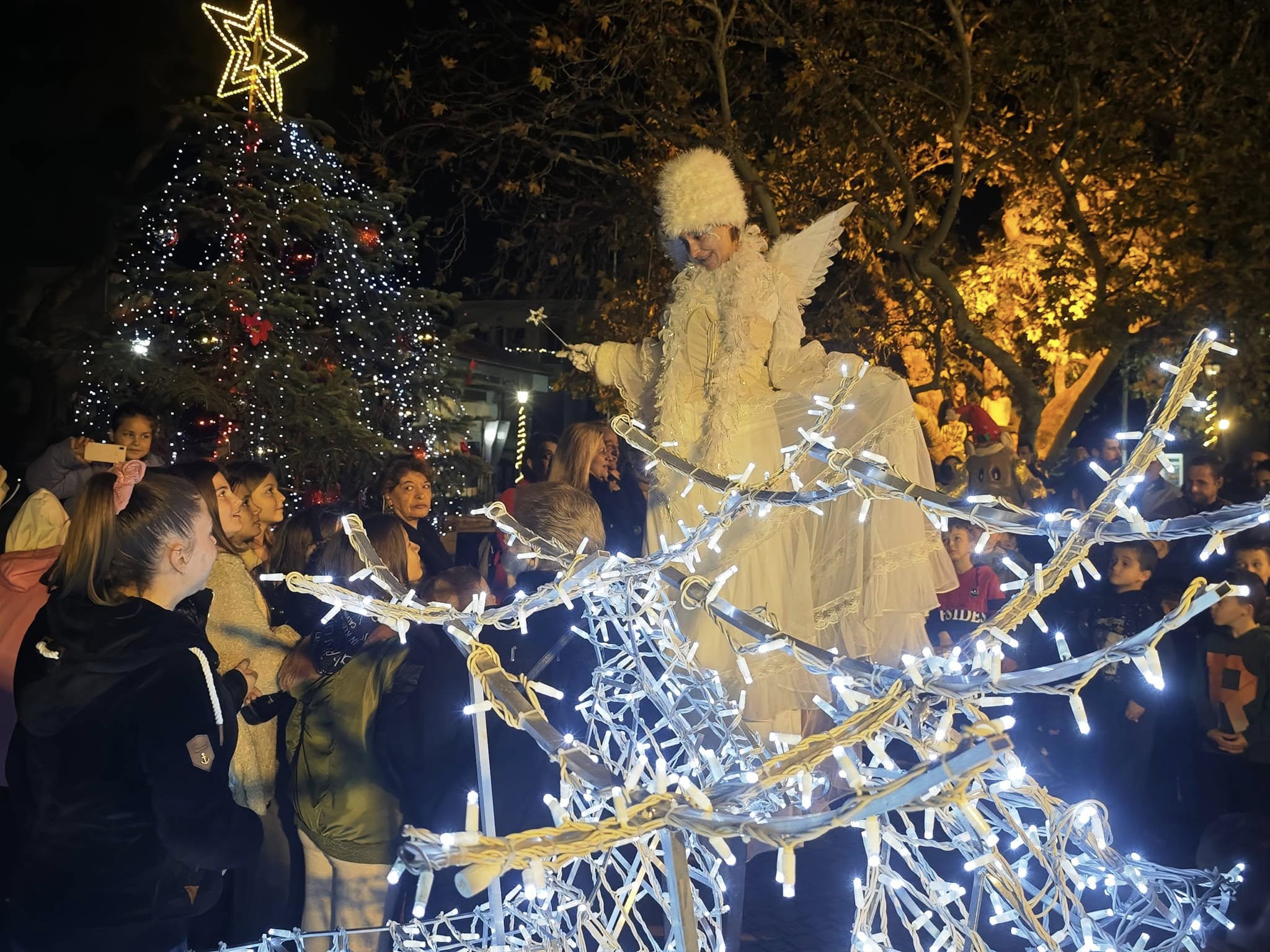 Τα παιδιά του Αυλώνα άναψαν το χριστουγεννιάτικο δέντρο στην πλατεία του χωριού