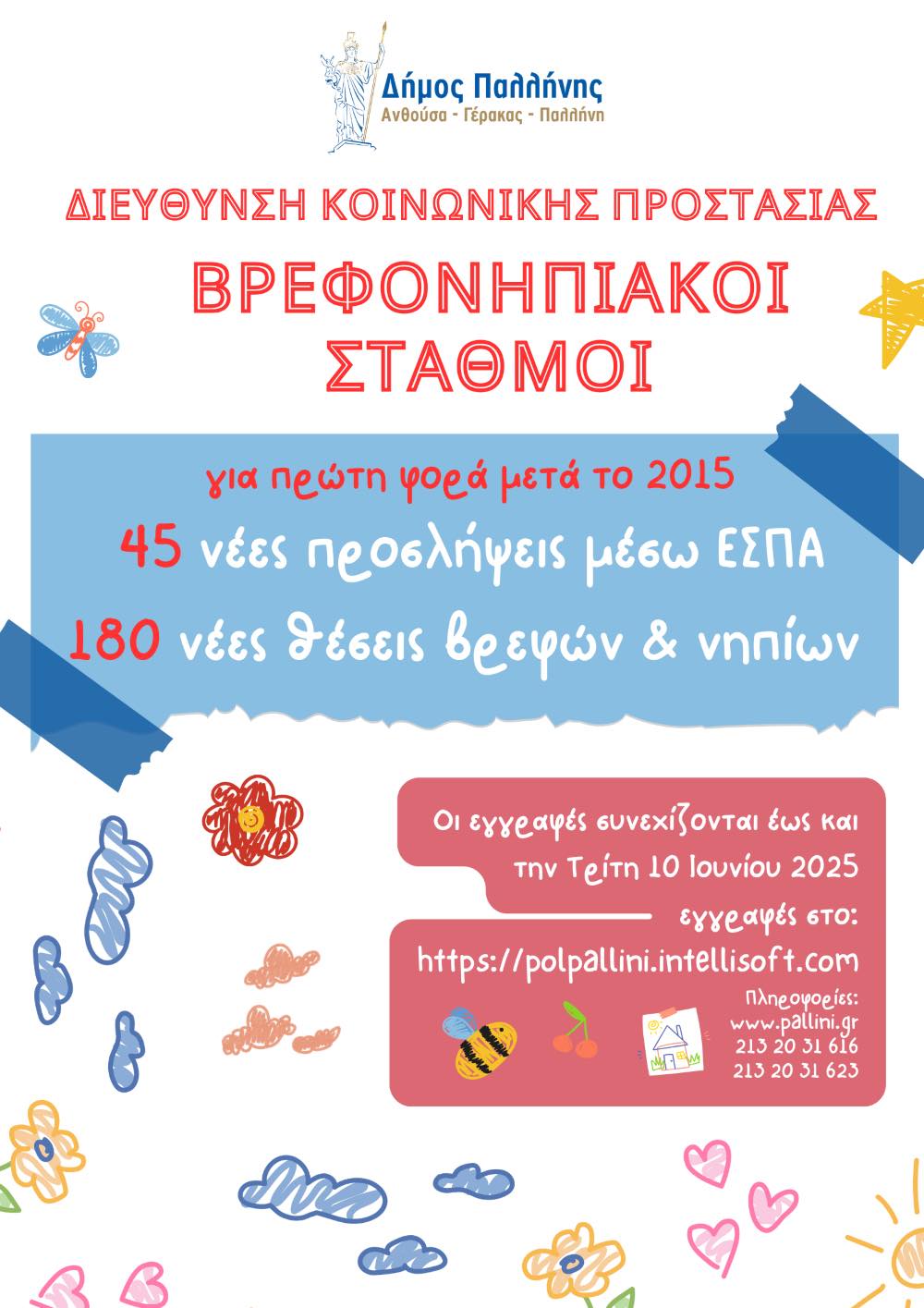Δήμος Παλλήνης: Προσλήψεις παιδαγωγών και βρεφονηπιοκόμων μέσω ΕΣΠΑ