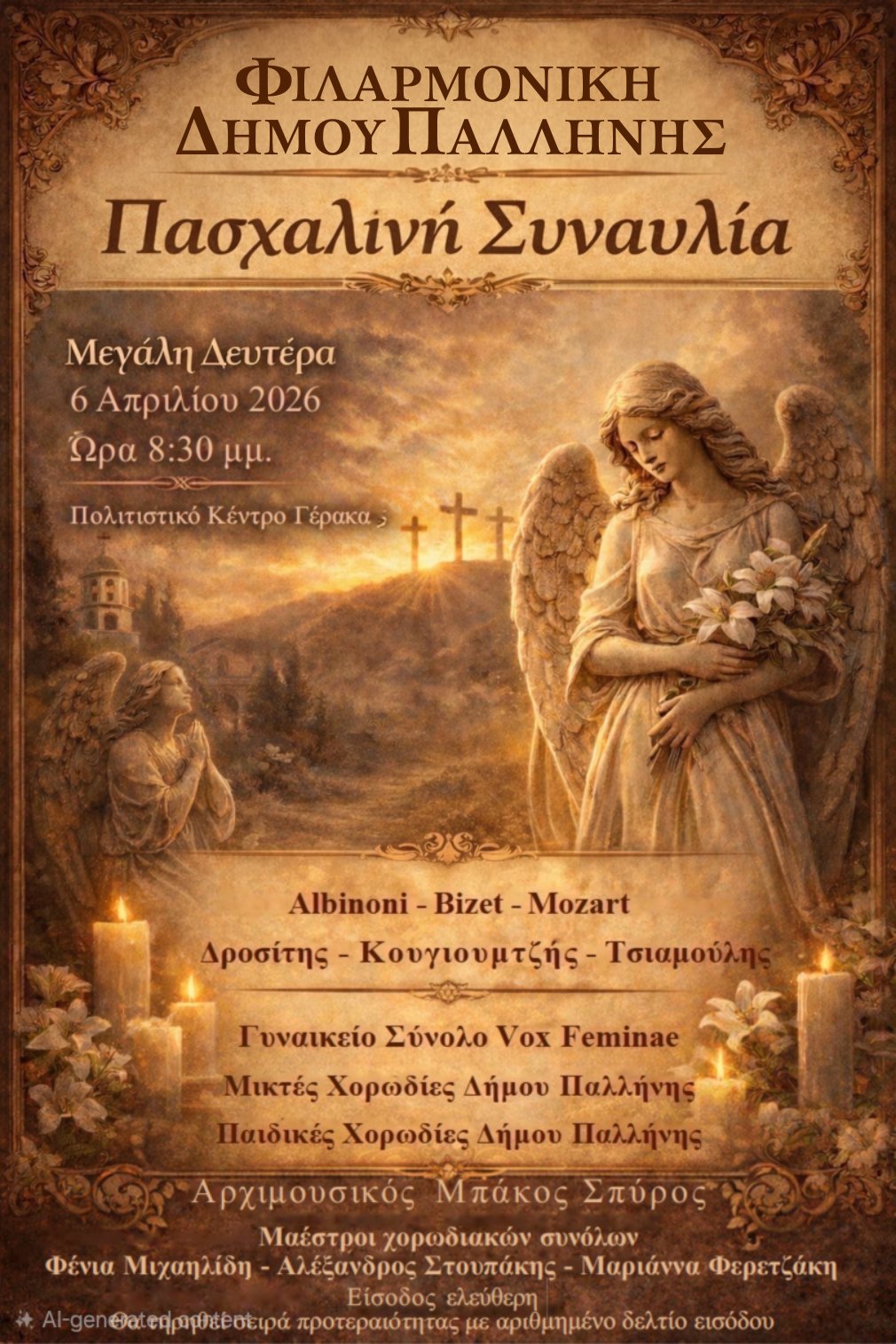 Μ. Δευτέρα: Σε κλίμα κατάνυξης η Πασχαλινή Συναυλία της Φιλαρμονικής Δήμου Παλλήνης, στο Πολιτιστικό Κέντρο Γέρακα