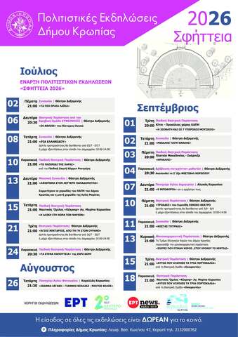 ΣΦΗΤΤΕΙΑ 2026 Δήμος Κρωπίας  - Όλες οι εκδηλώσεις 