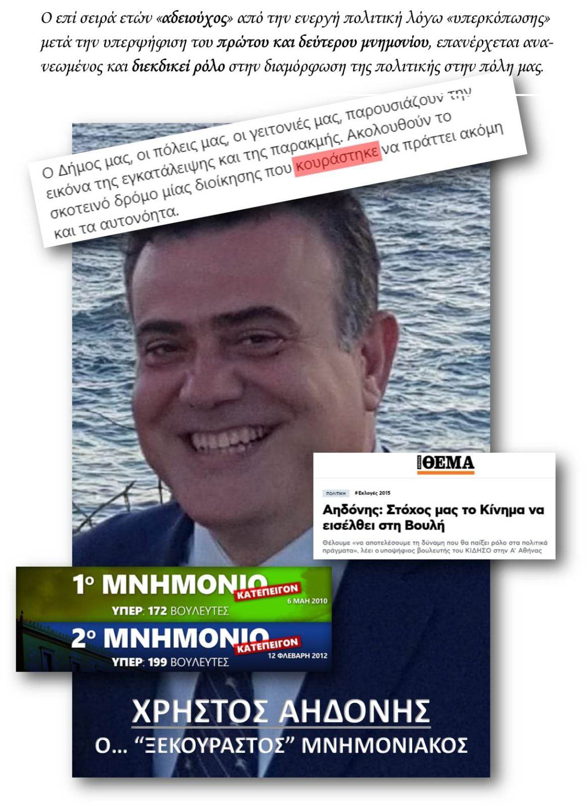 Χρήστος  Αηδόνης. Αφού ισοπέδωσε στην Ελλάδα με τα μνημόνια έρχεται να ισοπεδώσει και το δήμο Παλλήνης