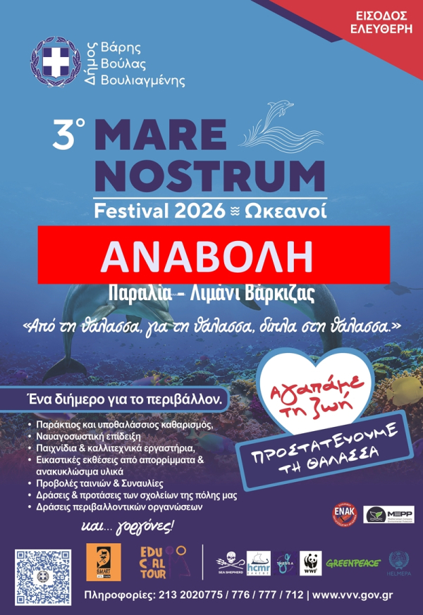 Αναβολή διεξαγωγής του 3ου Mare Nostrum Festival 2026 λόγω δυσμενών καιρικών συνθηκών