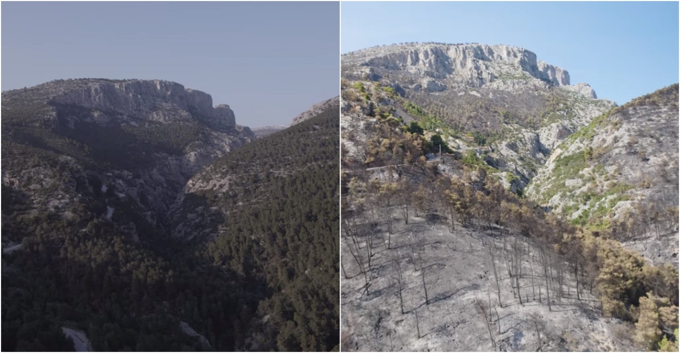 Δείτε βίντεο από drone: Το πριν και το μετά της μεγάλης καταστροφής από την πυρκαγιά στη Φυλή
