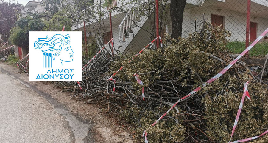 Προσωρινή απαγόρευση εναπόθεσης κηπαίων σε δρόμους και κοινόχρηστους χώρους του Δήμου Διονύσου